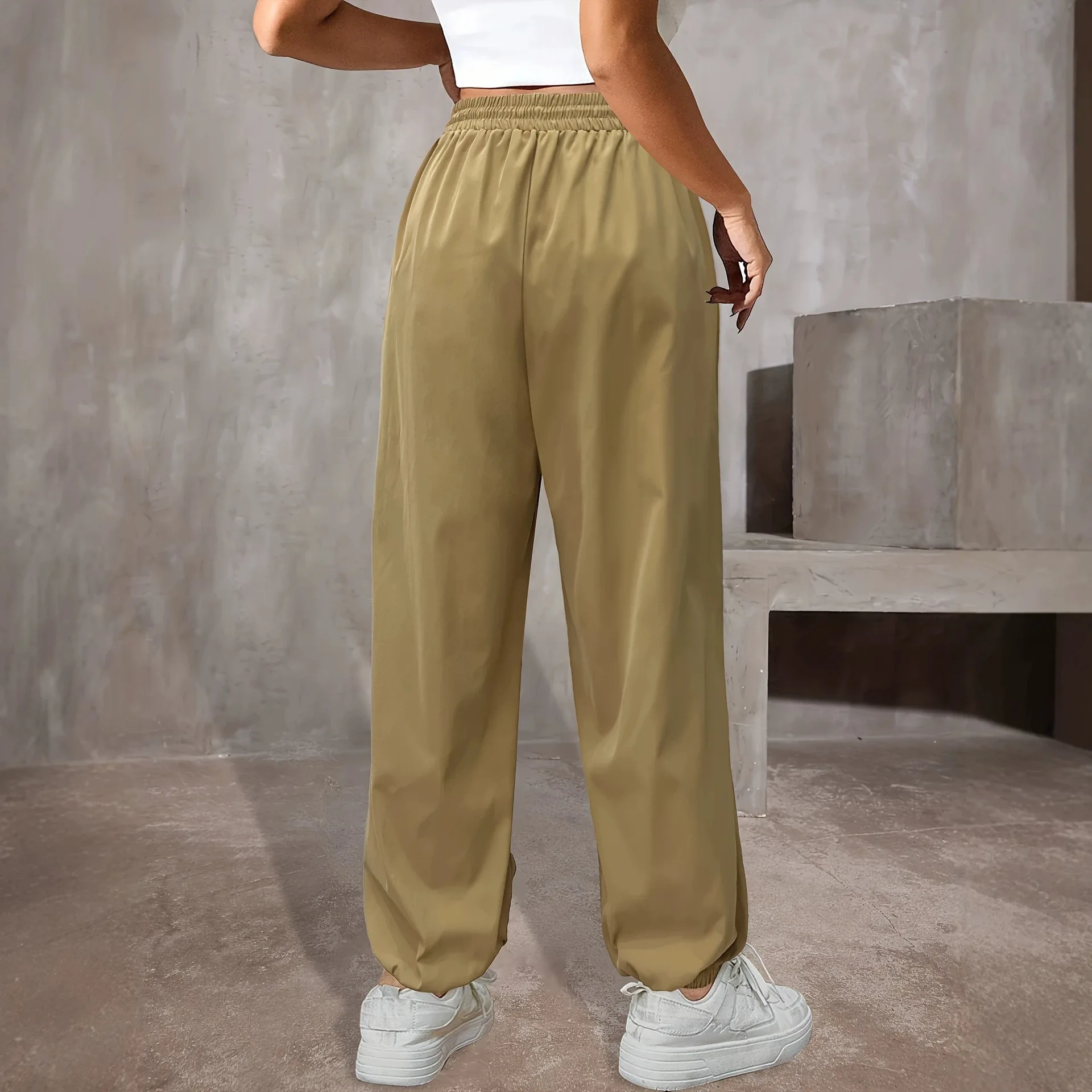 American-style Workwear Random Pants For Women, Run! And Autumn Multifunctional Straight-leg Drapey Joggers Pants., Loose Wide-l