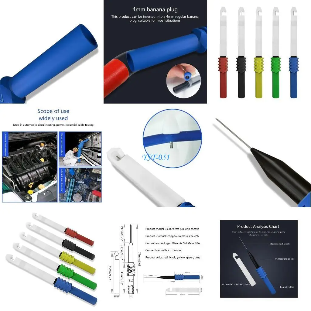 E15A 5 قطعة مسبار متعدد 4 مللي متر قابس الموز موصلات إبر ثقب غير مدمرة