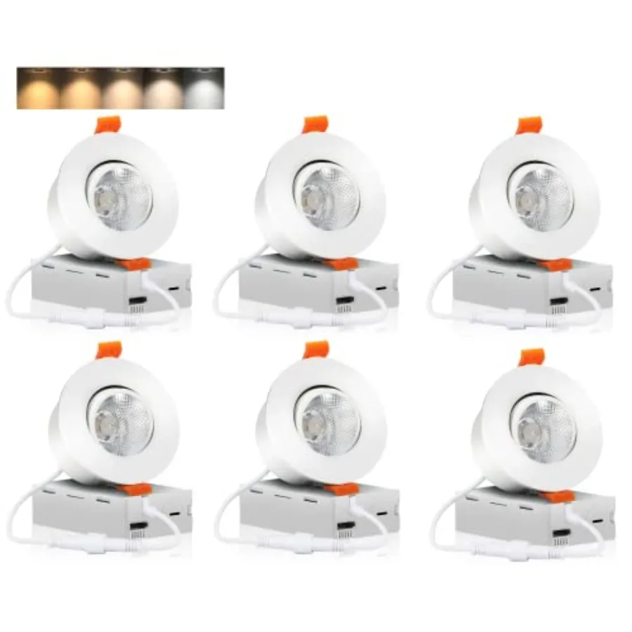 

Светодиодный встраиваемый светильник-глазок, диммируемый, поворотный, регулируемый, с изменяемой цветовой температурой 2700K/000K/500K/000K/5000K, 8 Вт, герметичный, ETL FCC, в упаковке