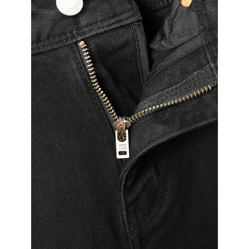 ハイエンドのミニマリストブラックジーンズ、メンズストリートウェアトレンド、伸縮性があり、細身のファッションパンツ