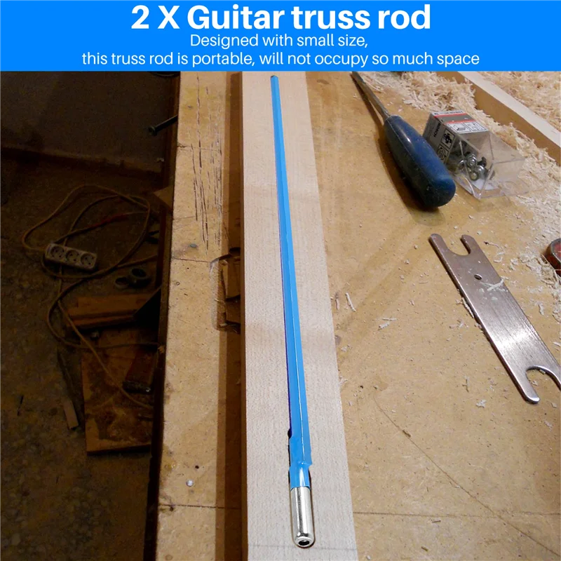 2 Stücke Zweiwegestange Typ Gitarre Halsstab Stahl 9 X 420 Mm Blau Gitarrenzubehör