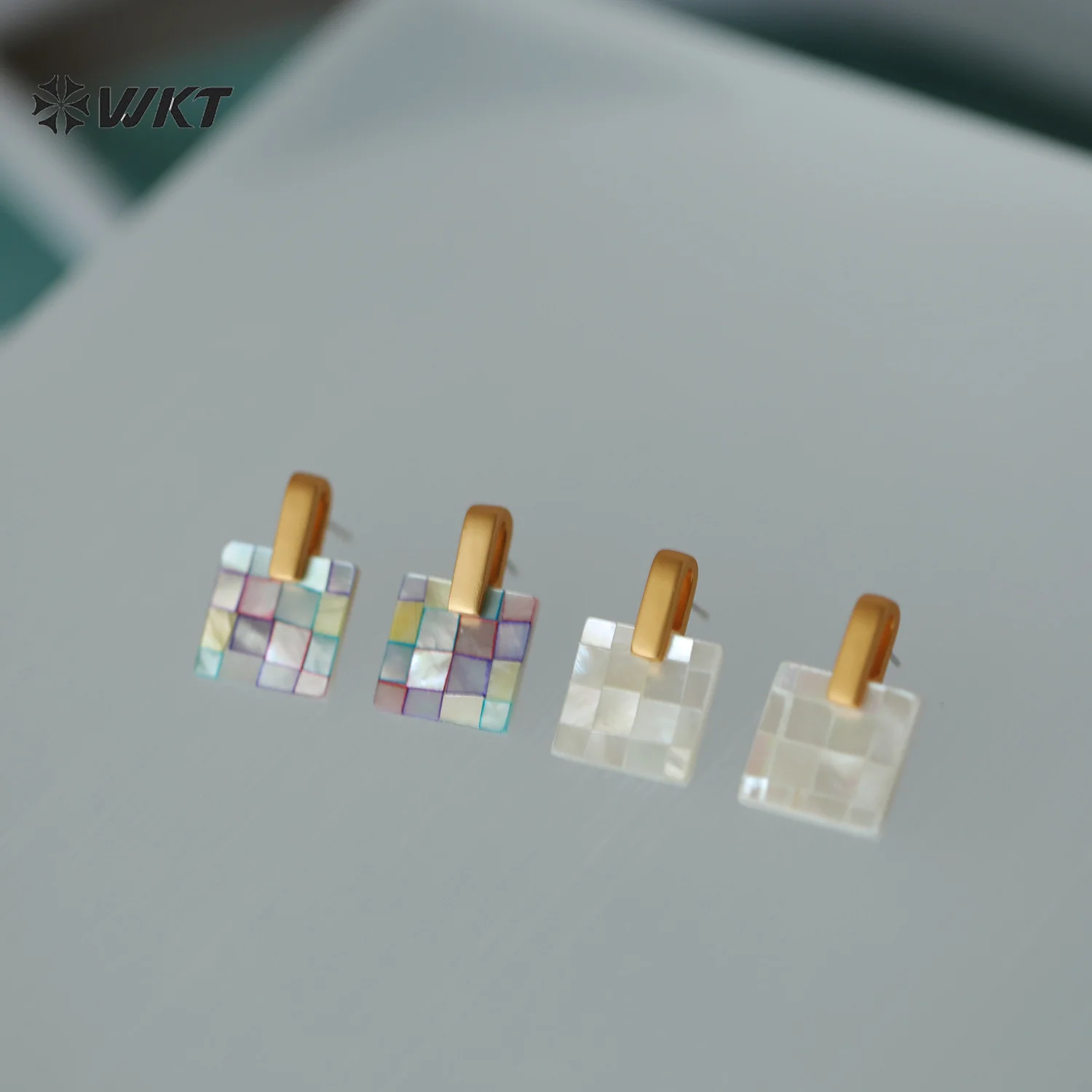WT-MPE185 Classic Niche-design Natural Made Shell Earrings Square Shape  For Women Daily Decorated