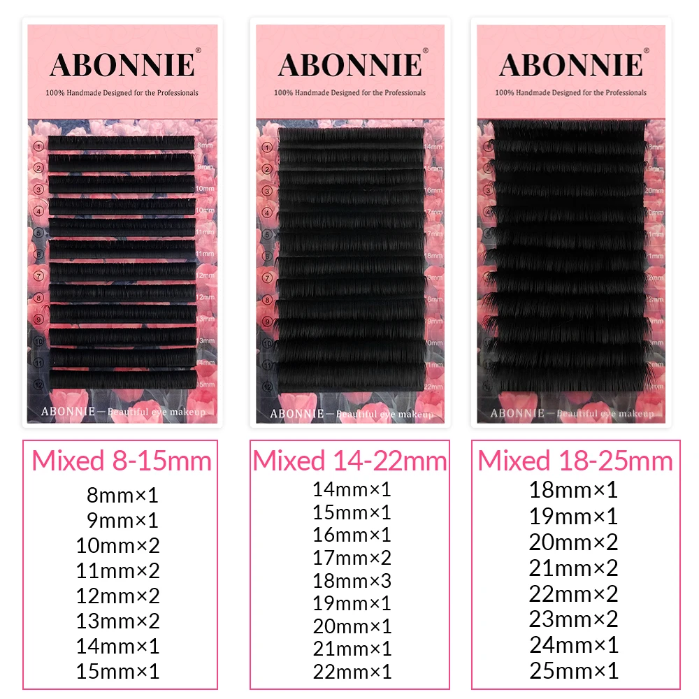 ขนตา Abonnie สีดำด้านแบบง่ายขนตาแคชเมียร์เบ่งบานขนตาปลอมการทำเองขนตาเพิ่มวอลลุ่ม