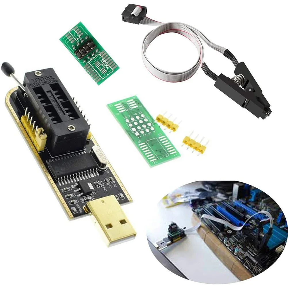 

Module USB Programmer Electronic Components 25 SPI Flash BIOS Burner Chip CH341A Series For 8pin/16pin Chips Pratical