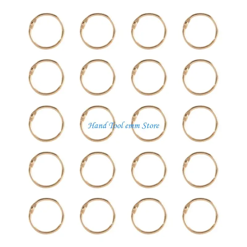 H37F 20 Pcs Metal Loose Rings 25mm Bookbinding Rings Easy to Use for Binding Notebooks Photo Albums and Craft Supplies