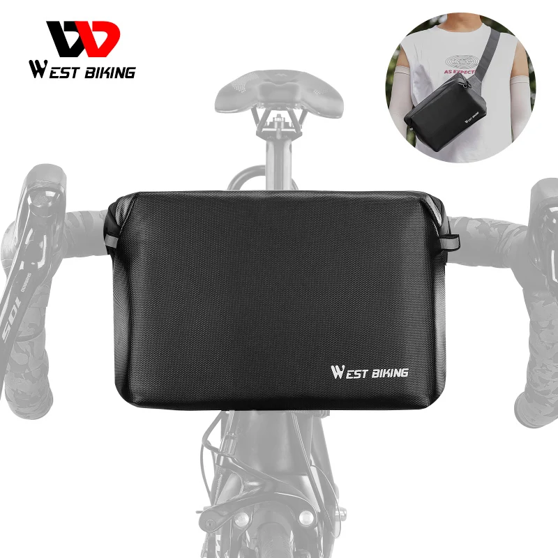 WEST BIKING Multifunctional Bike Handlebar Bag Electric Scooter Front Pocket Shoulder Chest Bag MTB Road Cycling Accessories