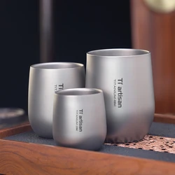 Tiartisan 255ml/400ml Pure Titanium Beer Cup, Outdoor Camping Drinkware Lightweight Portable Double Layer Coffee Tea Mug