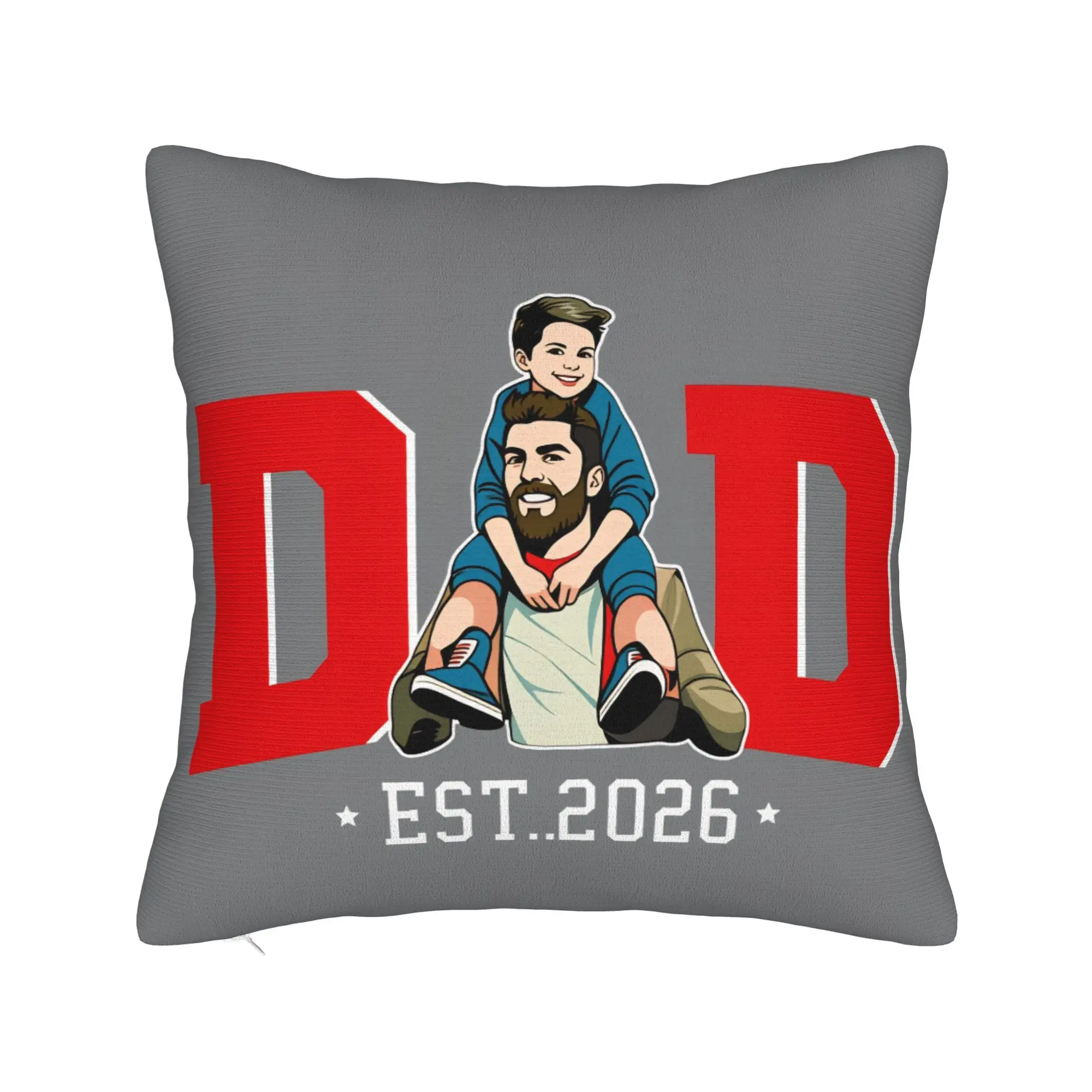 Father Day Dad Est 2026 Papa Pillow Cover  Retro Trendy Pillow Case For Couch Sofa Bedroom Custom Pillowcases Birthday Gift