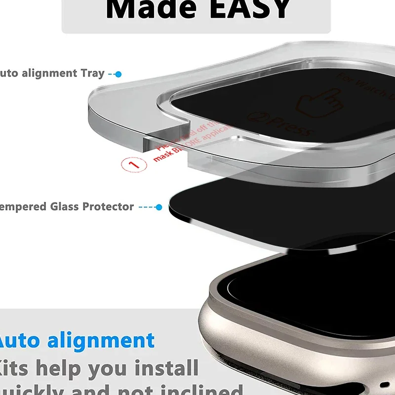 Proteggi schermo per Apple Watch Ultra 2 49mm Vetro temperato anti-peeping per installazione iWatch Ultra Seconds Pellicola protettiva