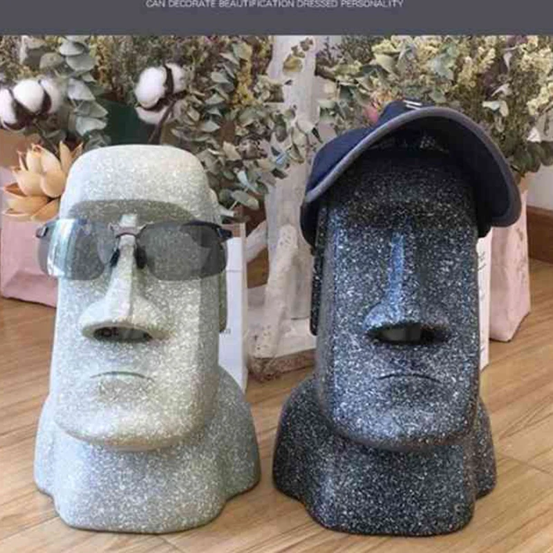 HOT Easter Stone Statue Tissue Box Home ​Nostril Storage Moai Tissue Pumping Holder Napkin Holder Hotel Decoration -Black