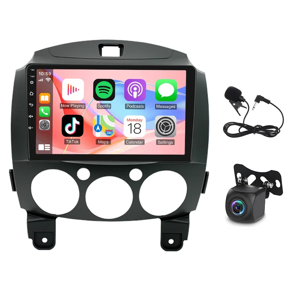 9in Android 13 2+32G Car Radio Android Auto fit for Carplay for Mazda 2 2007-2013 Built-in Central Multimedia Smart car systems
