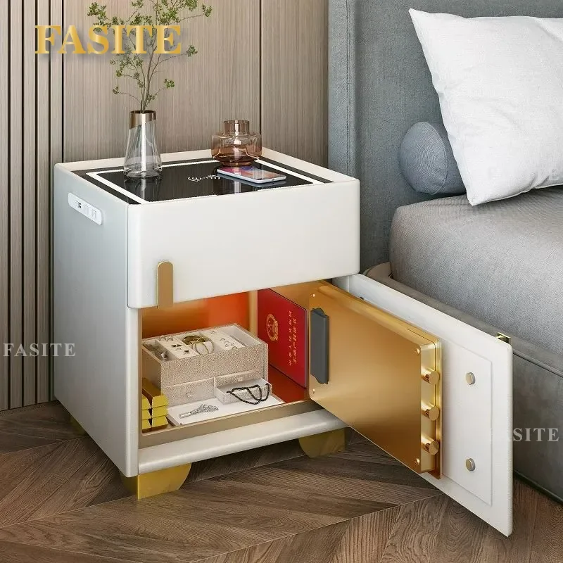 For Bedroom Smart Bedside Table with Invisible Safe Wireless Charging Light Luxury Bluetooth Speaker Password Lock Cabinet