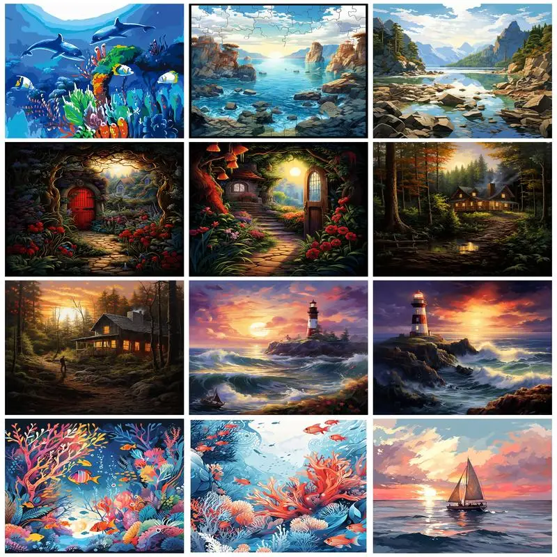 

RUOPOTY Coloring By Numbers Painting Landscape Handwork Paintings Wall Decor Personalized Gift Wall Art Picture Bedroom Decorati