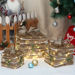 Christmas decorations wrought iron frame Christmas gift box three-piece set Duitou holiday shopping mall hotel window decoration