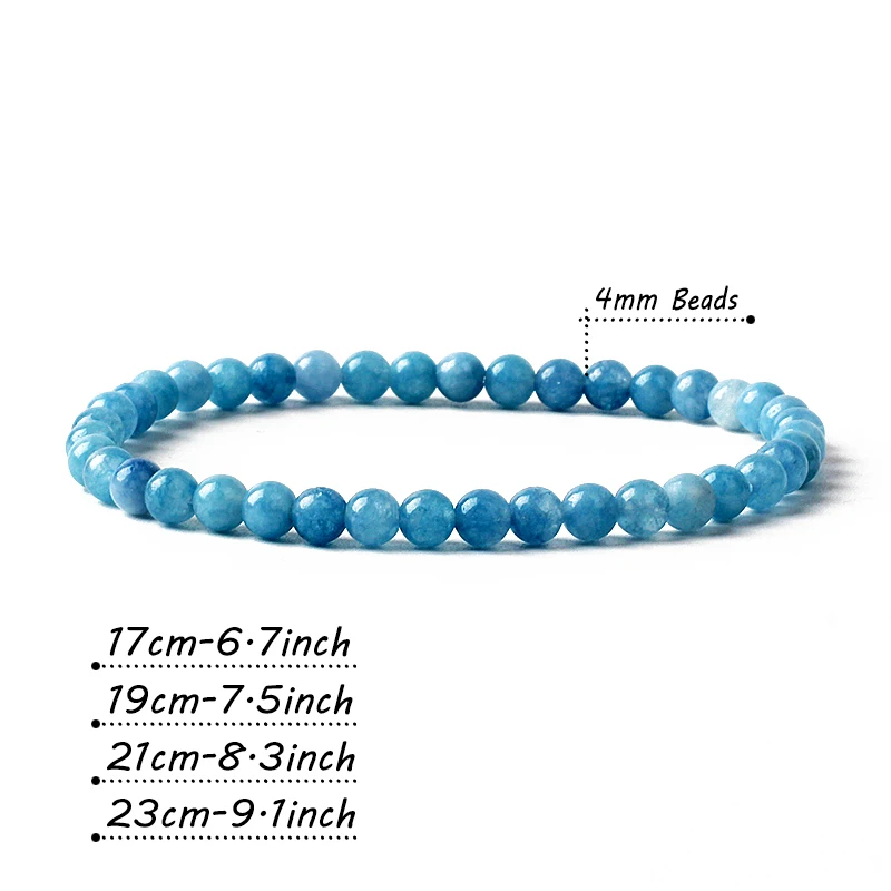 4MM Reiki Amethyst Aquamarines Stretch Bracelets for Women Chakra Natural Stone Beaded Bracelet Men Quartz Agate Jewelry Pulsera