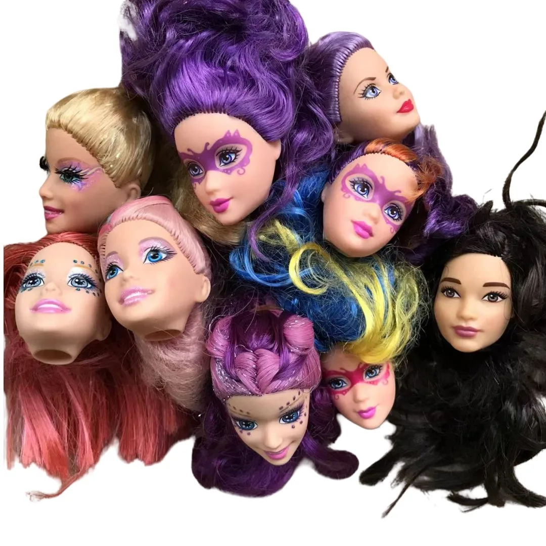 1/6 Doll Heads Long Soft Hair Doll Parts DIY Doll Accessories Kids Collection Figure Toys