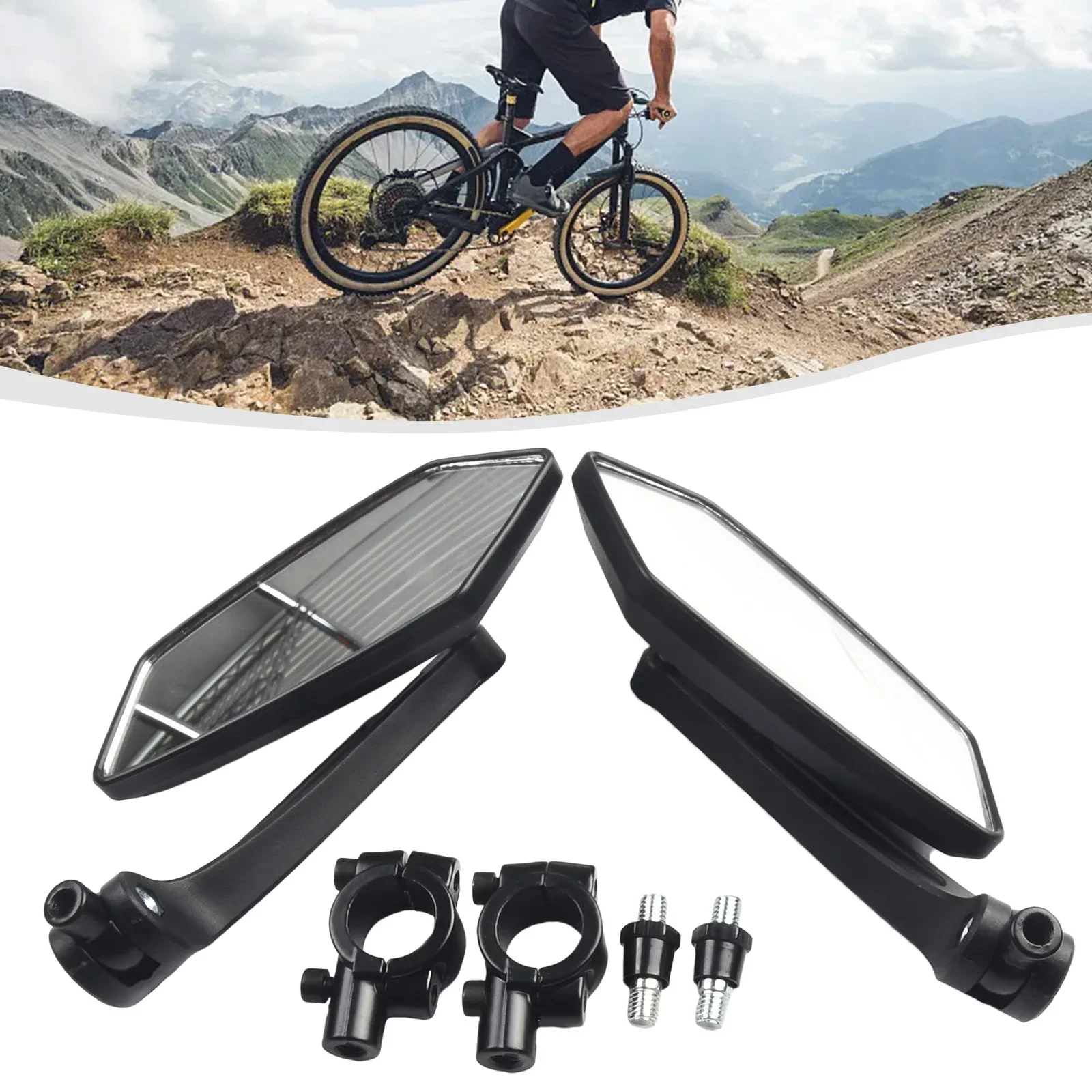 Bike Rearview Mirror Rotatable Wide-Angle Cycling Handlebar Rear View Mirror Flat Mirror Reversing Mirror For MTB Road Bike Part