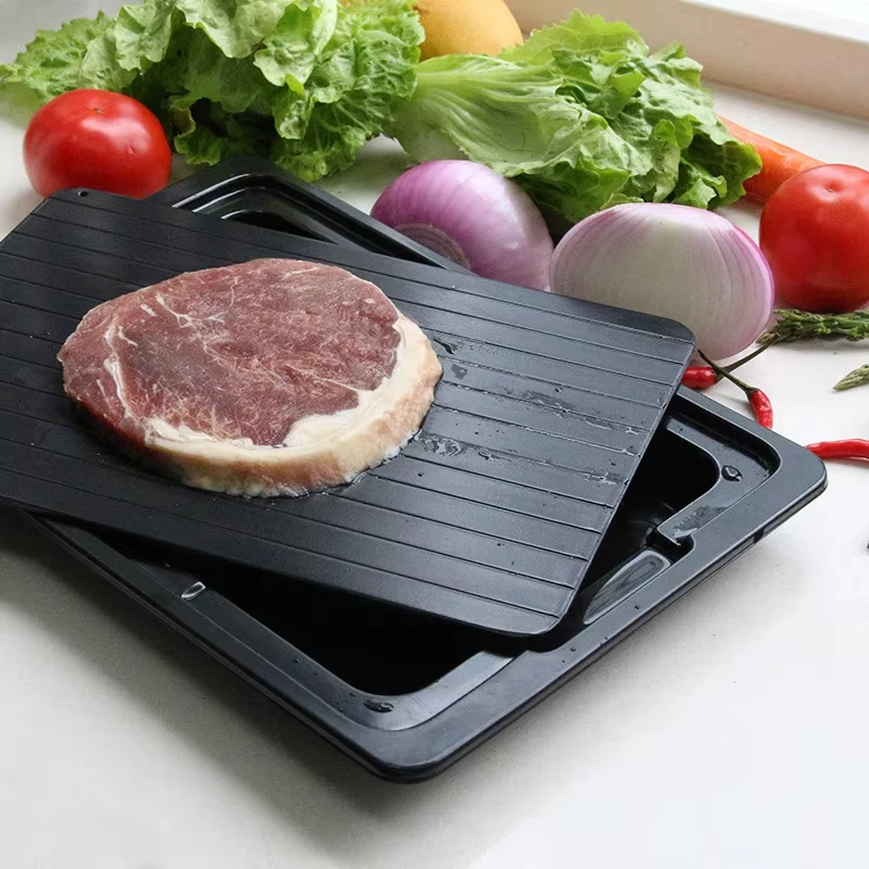 

Aluminum Alloy Quick Defrosting Tray with Brush Tool for Thawing Frozen Meat Fish and Food