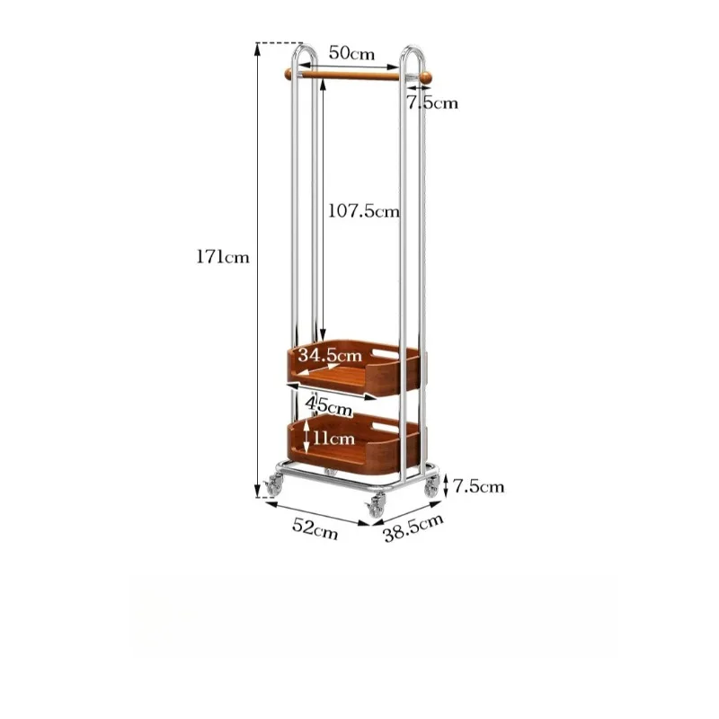 For Floor-to-ceiling Hanger Stainless Steel Bedside Coat Rack Mobile Solid Wood Clothes Rack