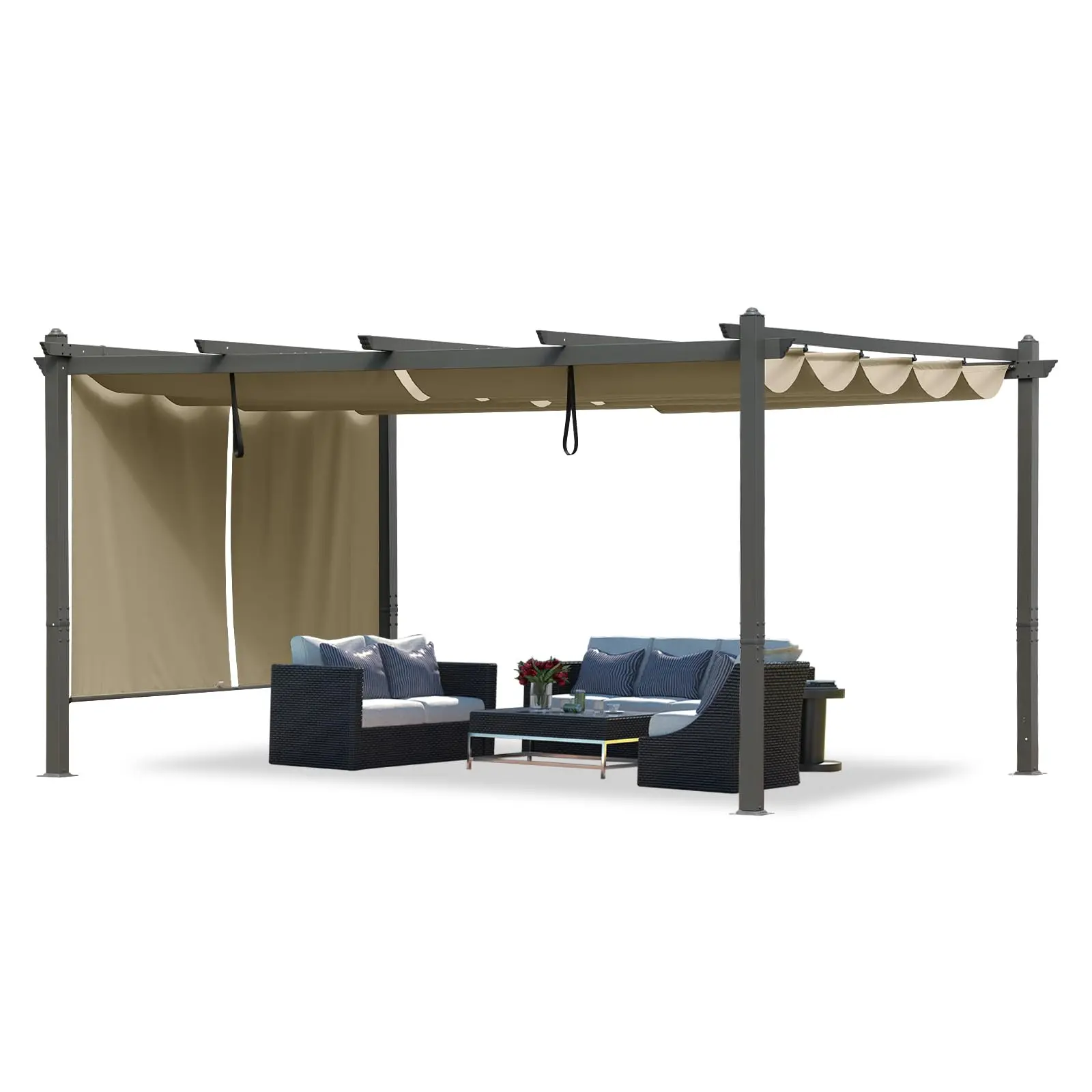 12 x 14 ft Outdoor Pergola with Retractable Shade