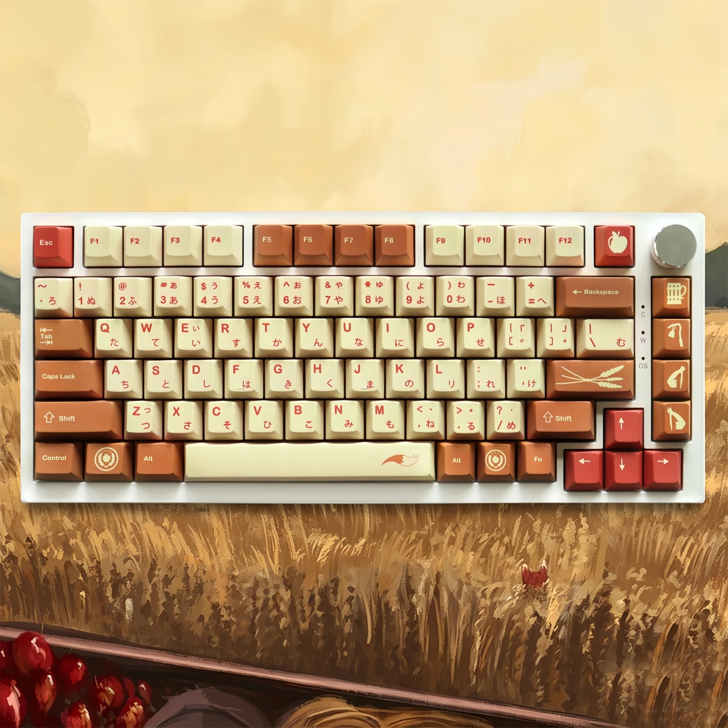 Harvest Autumn Theme PBT Keycaps Cherry Profile 129 keys JP/ENG Input Custom Key Cap Set for MX Gaming Mechanical Keyboard