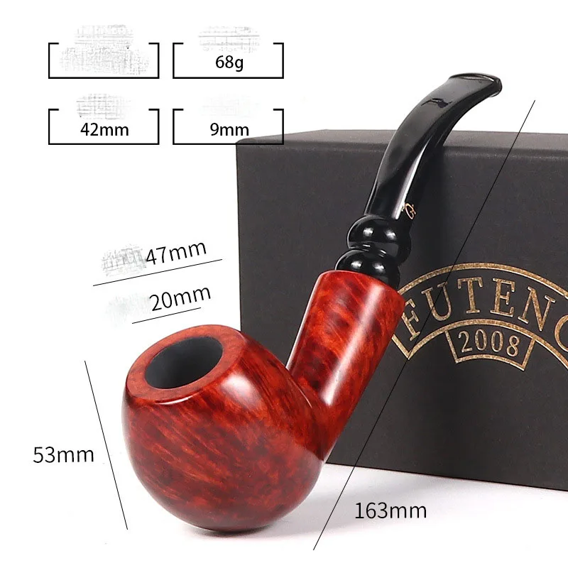 Luxury Caving Briar Wood Tobacco Pipe Classic Bent Type Cigarette Smoke Pipe Cigarette Holder Narguile Pipe For Mens