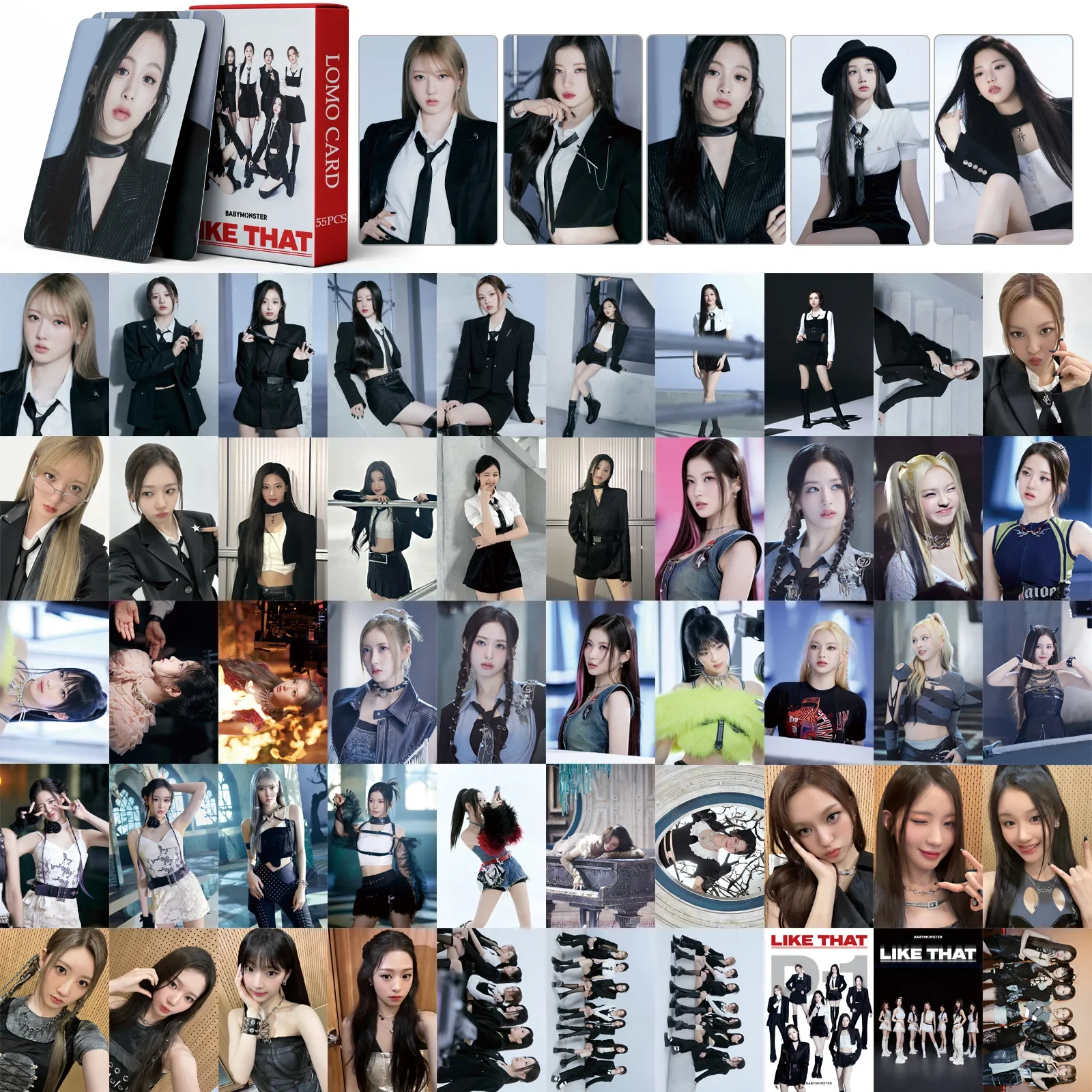 Idol Baby Monster Druo Cards, Like That Photocards, HD Card Poster, Girl Group, GérGifts Collection, New Album, 55Pcs