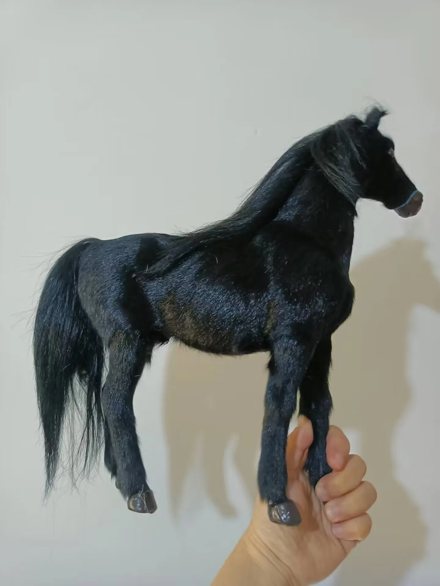 black polyethylene&furs horse model home decoration toy gift about 34cm