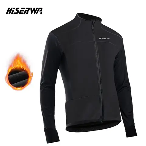 HISERWA 남성용 겨울 사이클링 재킷, 방풍 열 양털 MTB 자전거 사이클링 재킷, 방풍 방수 따뜻한 자전거 의류