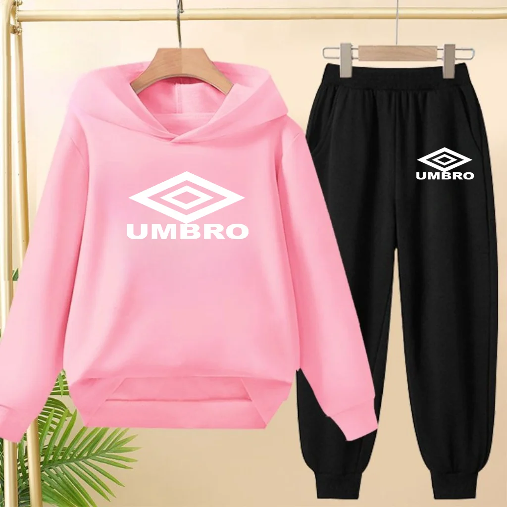 

3-12 Age Children Autumn Winter 2 Piece Set Boy Girl Letter Print Outerwear Hoodie Trousers Pullover Hooded Casual Sportswear