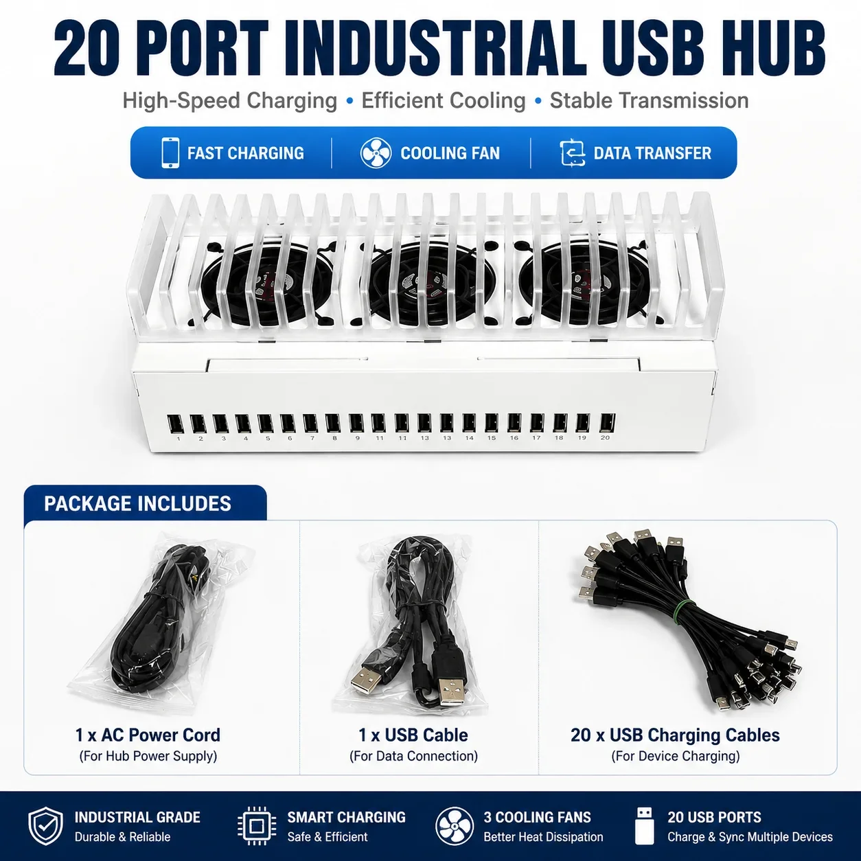 20  USB Ports Box Phone Farm USB Hub Android Control Box Batch Synchronization Control Unified Management Smartphones