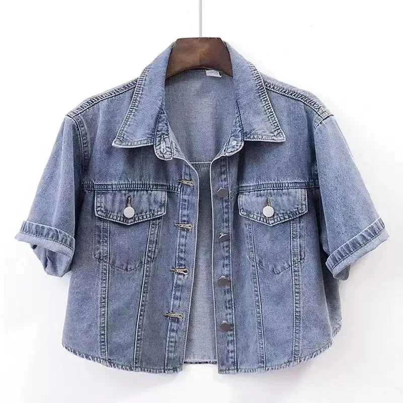 2026 Summer New Versatile Short sleeved Denim Jacket For women Loose Korean version Top Female Small Shawl cardigan Outerwear