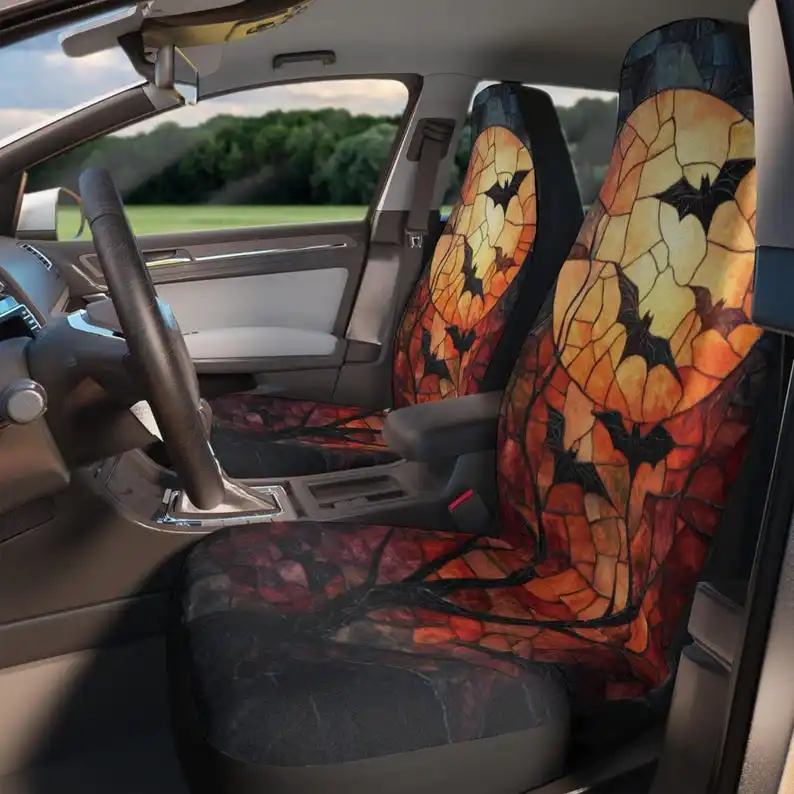 

Gothic Bat Full Moon Car Seat Covers Universal Environmentally Friendly Interior Decorations Comfortable Breathable Seat Covers