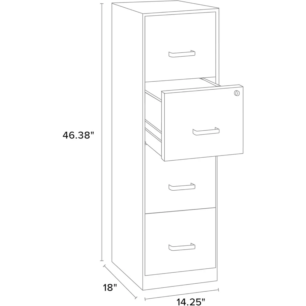 Vertical 4-Drawer Metallic Charcoal File Cabinet, Modern Office Storage Solution