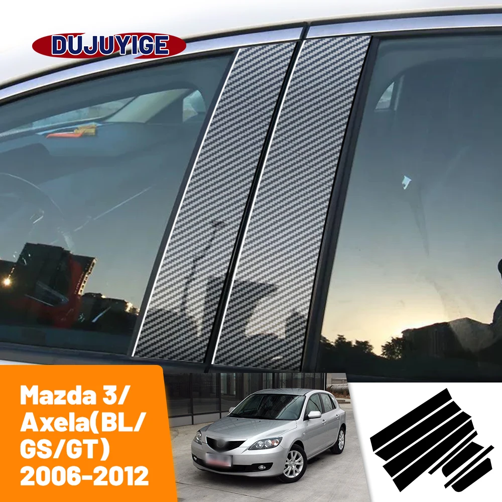 

For Mazda 3 Axela BL GS GT 2006-2012 2007 2008 2009 Carbon Fiber Window Door Column Deal B C Pillar Post Cover Trim Sticker