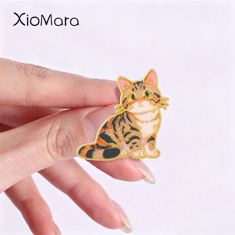 Cute Cat Series Badge Working Coffee Cat Paw Enamel Pins Fashion Lapel Metal Brooches Backpack Cloth Jewelry Gift for Friends
