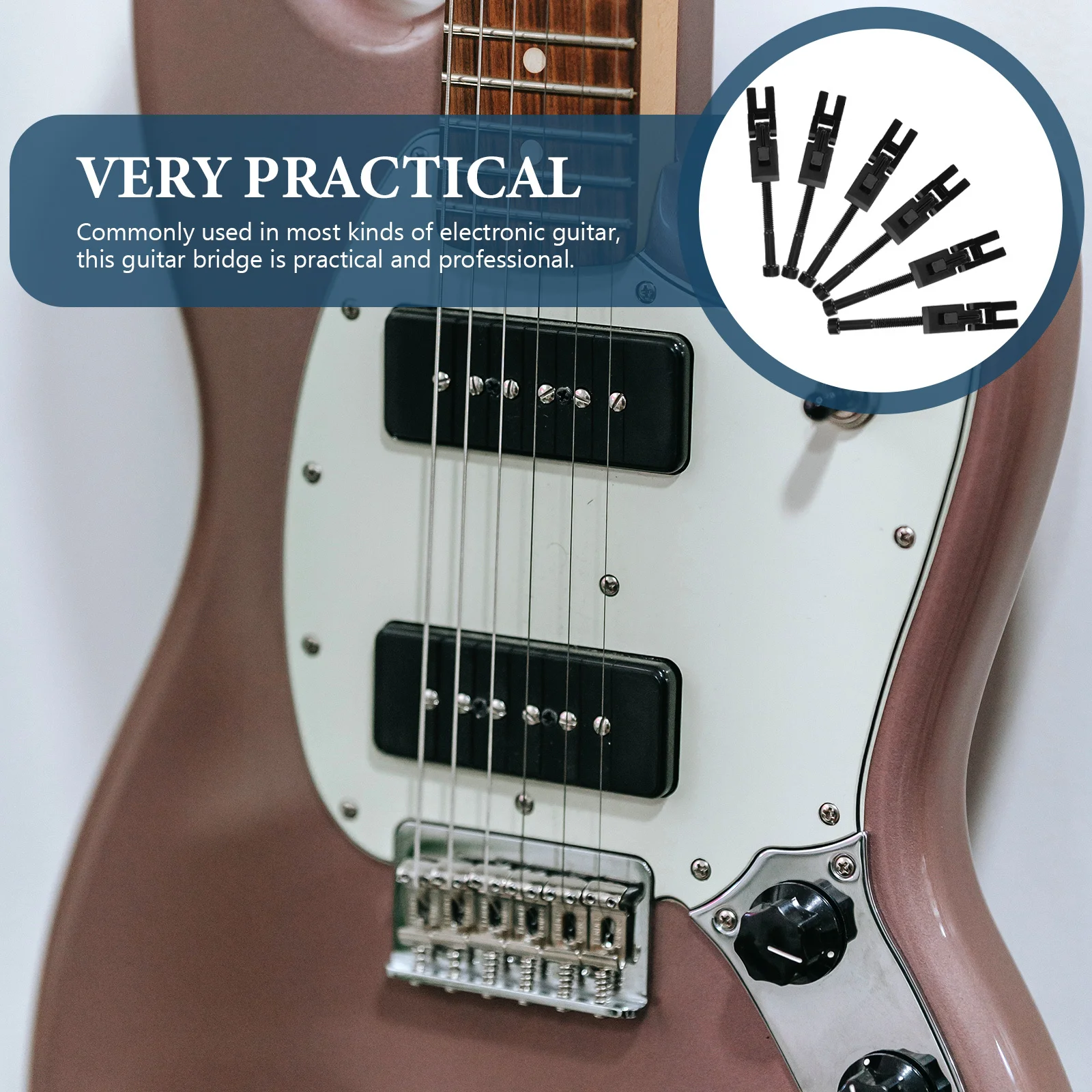 

6 Pcs Double-shaking Bridge Accessories Professional Guitar Locking Saddle Teardrop Zinc Alloy Electric Saddles Practical