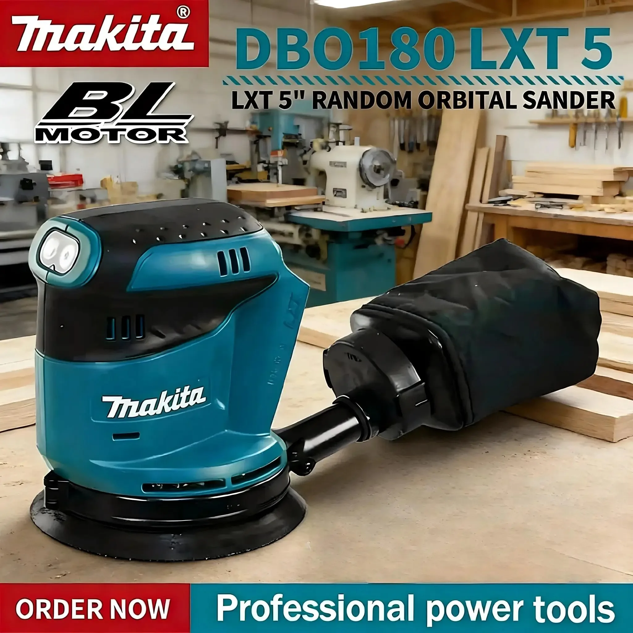 

Беспроводная эксцентриковая шлифовальная машина Makita DBO180 18В для обработки дерева и полировки шпатлевки - только инструмент (без аккумулятора и зарядного устройства) для профессионального и домашнего использования