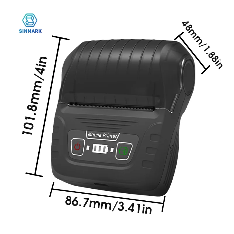 SINMARK Tragbarer Mini-Drucker mit 3 Rollen, buntem Etikettenpapier, selbstklebender Etikettendrucker, Thermodrucker für den Heimgebrauch, Geschenk