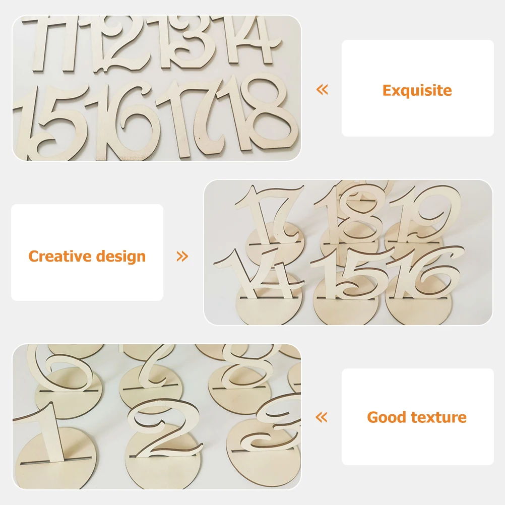 

10 Pcs Wooden Table Numbers Digital Seat Board Wedding Banquet Restaurant Standing Sign Party Event Practical Function Holder