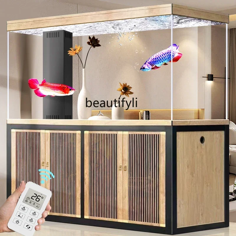 Chinese large arowana tank ultra-white glass professional bottom filter ecological no-change aquarium box living room office