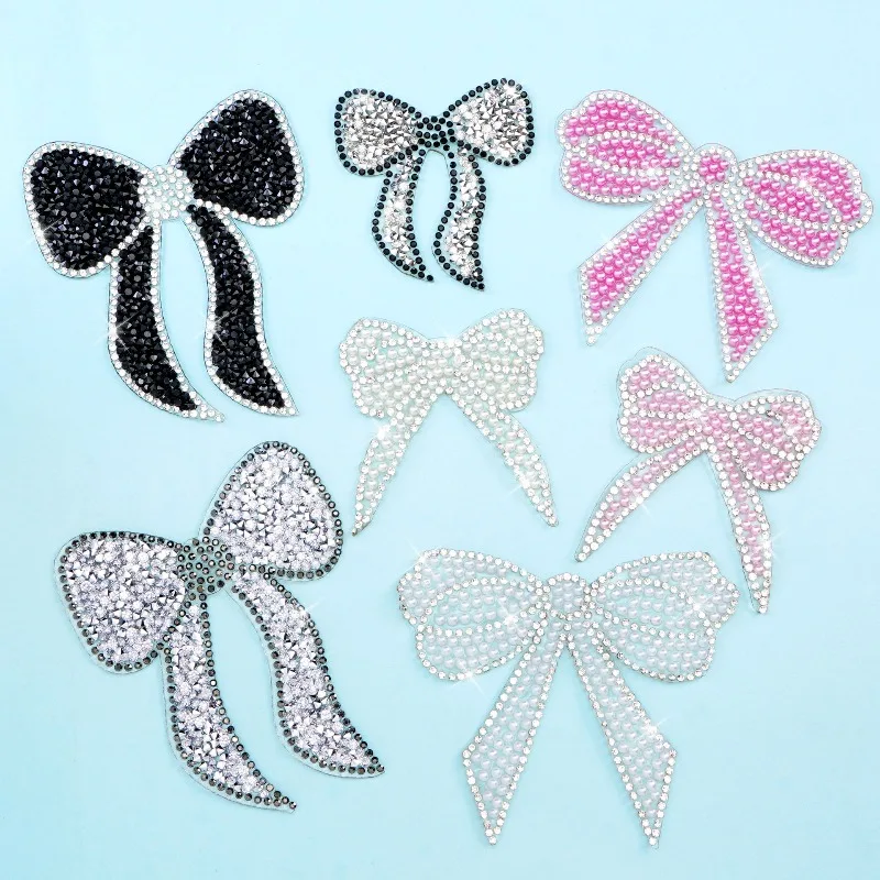 

Kawaii Hello Kitty Accessories Anime DIY Rhinestone Bow Hot Stamping Back Glue Clothing Bags Hats Shoes Doll Materials Wholesale