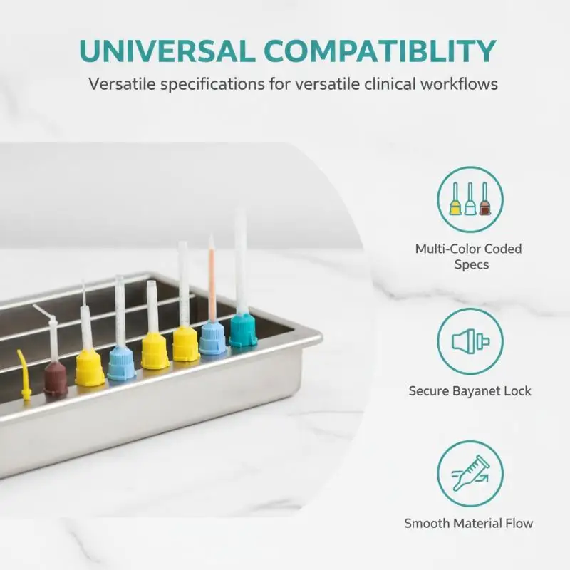 1 Set Disposable 1:1 Dental Mixing Heads Silicone Rubber Impression Mixing Tips for Dental Office Use
