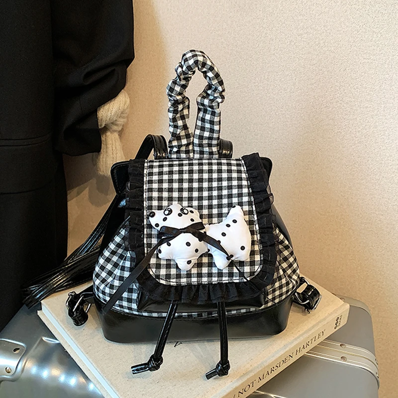 Korean Plaid Pu Spl… - image