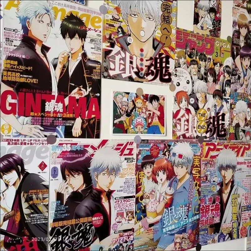 Imagem -02 - Anime Gintama Poster Adesivos Manga Magazine Wallpaper Dormitório Branco Decoração da Parede Sakata Gintoki Adesivo 20 Pcs por Conjunto