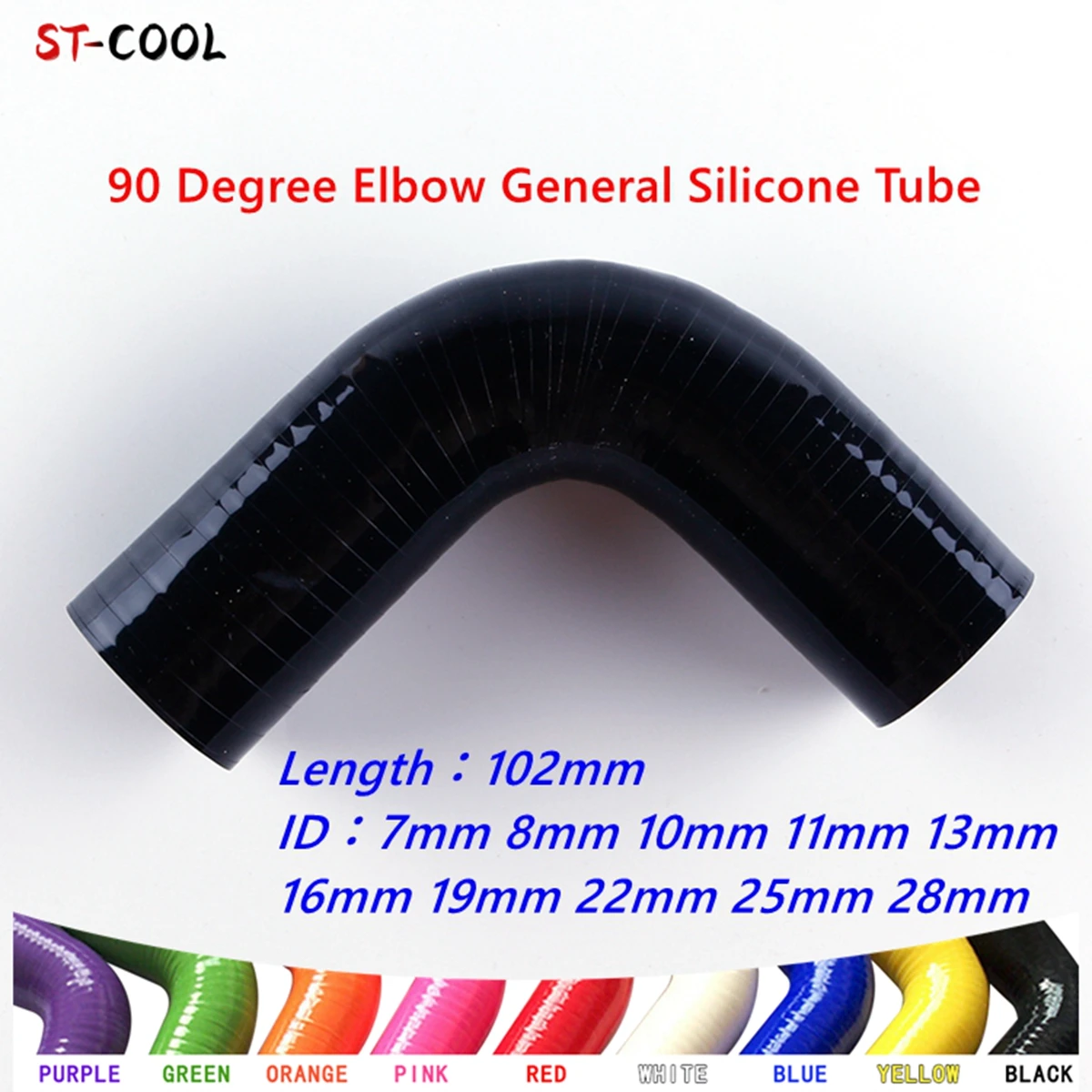 

Black 90 Degree Elbow General Silicone Coolant Intercooler Tube Pipe Hose ID 7mm 8mm 13mm 19mm 22mm 25mm 3-Ply 4-Ply