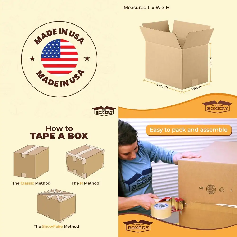 

25-Pack 16x14x14 Inches Brown Corrugated Cardboard Boxes for Shipping, Packing, Moving, and Storage - Durable, Eco-Friendly, Rec
