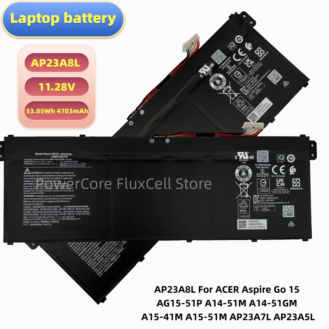 Complete New AP23A8L Laptop Battery For ACER Aspire Go 15 AG15-51P A14-51M A14-51GM A15-41M A15-51M AP23A7L AP23A5L 11.28V