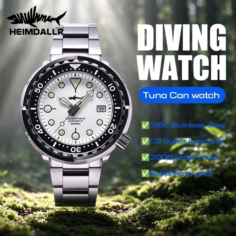 HEIMDALLR Watch Tuna Can watch NH35A Movement Men Watch Diving Watch 200M waterproof Watch C3 super Lume Sapphire glass