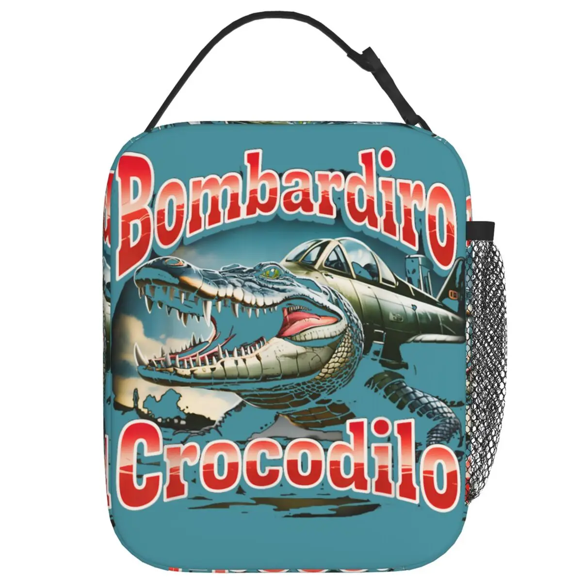 

Сумка для обеда Bombardiro Crocodilo, итальянская Brainrot Meme, винтажная коробка для обеда, удобная сумка для еды, сумка-холодильник с графическим дизайном